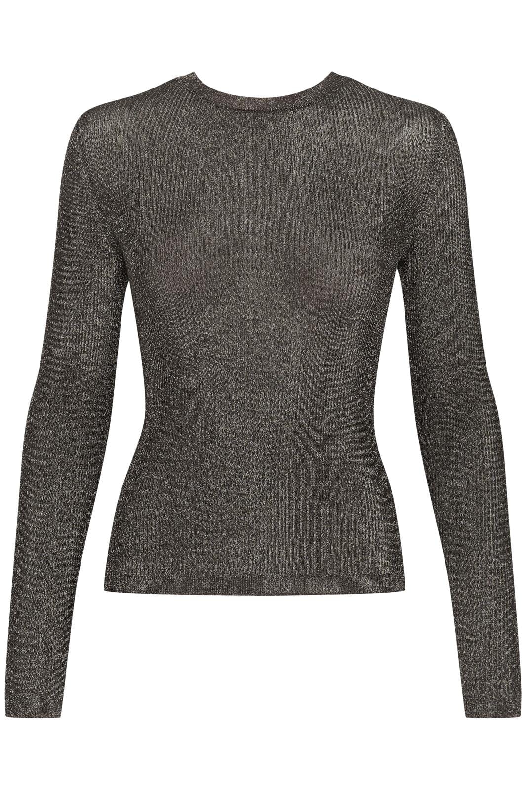 Gestuz - Silvigz Ls Deep Back Blouse - 106076 Warm Grey Metallic Online nu