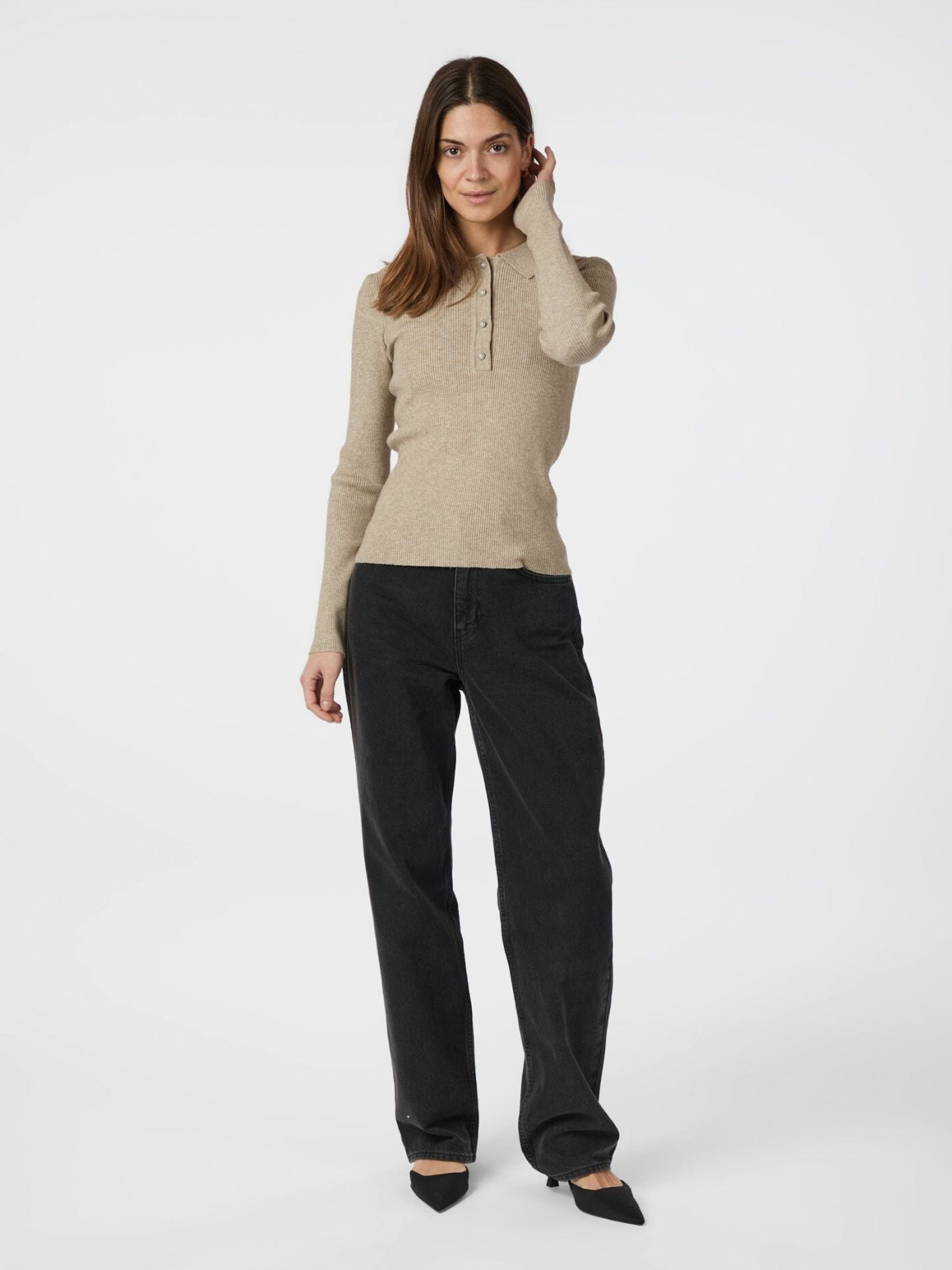 Neo Noir - Panama Knit Blouse 164017 - 976 - Beige Melange