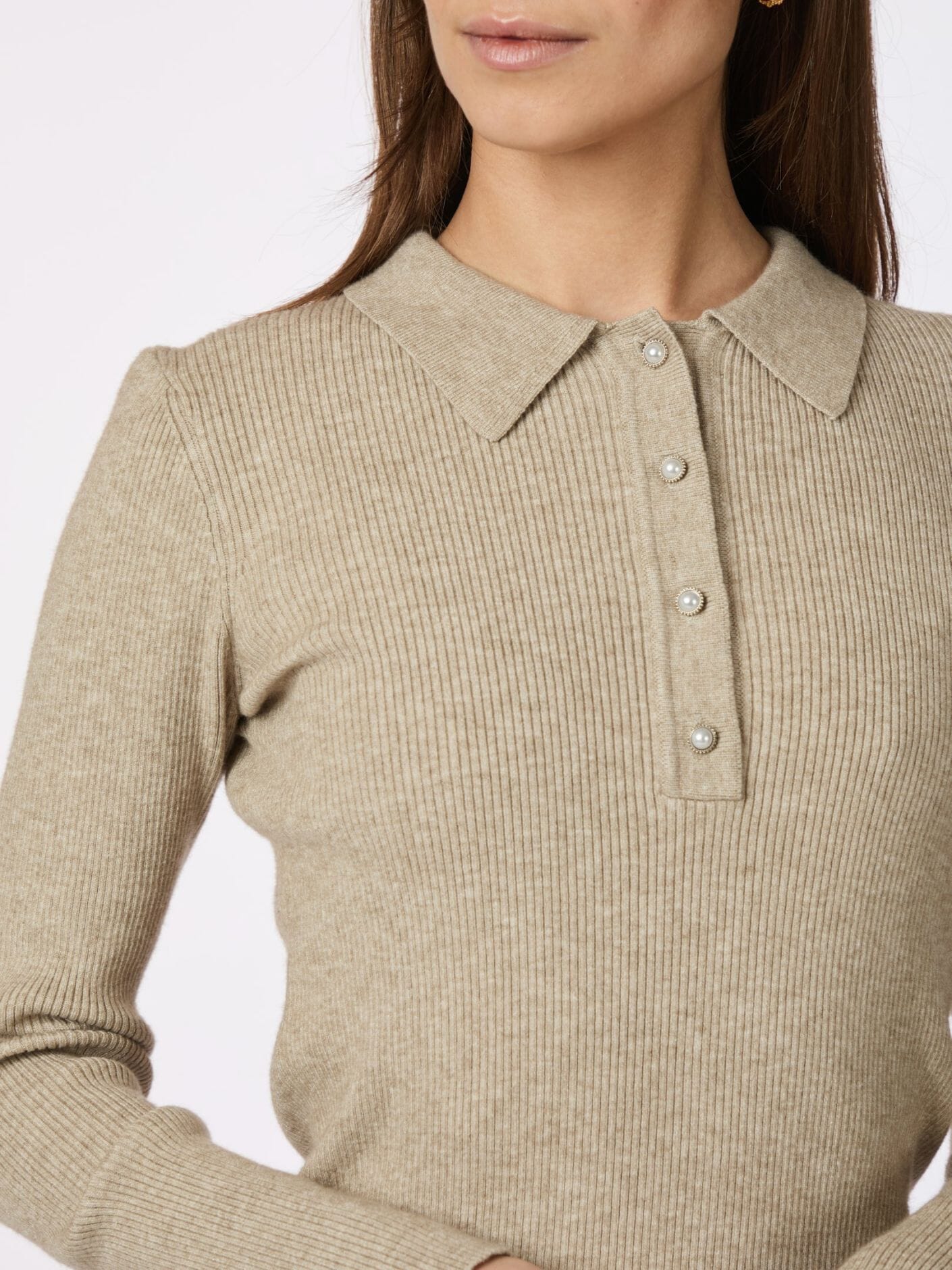 Neo Noir - Panama Knit Blouse 164017 - 976 - Beige Melange