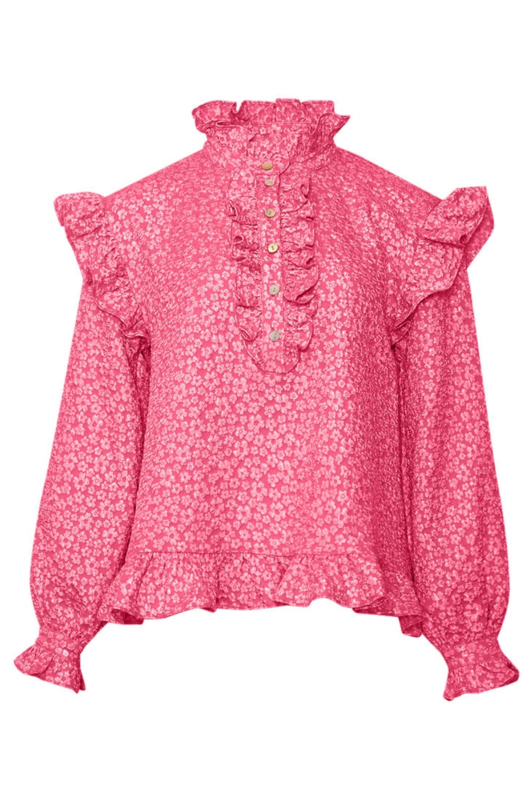 Noella - Reno Ruby Ruffle Blouse - 031 Bright Pink