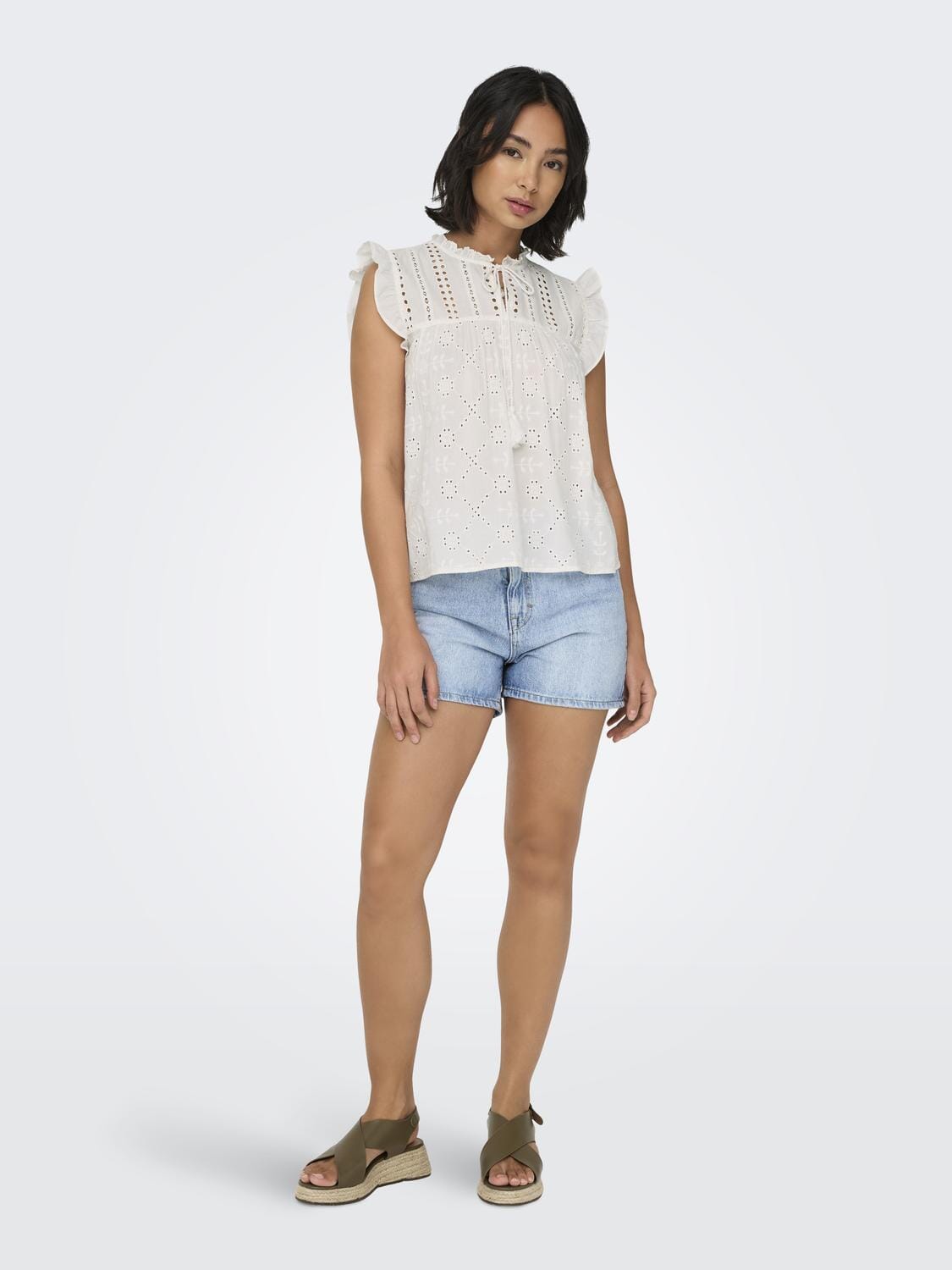Only - Onlreva Life S/L Emb Top - 3500799 Cloud Dancer