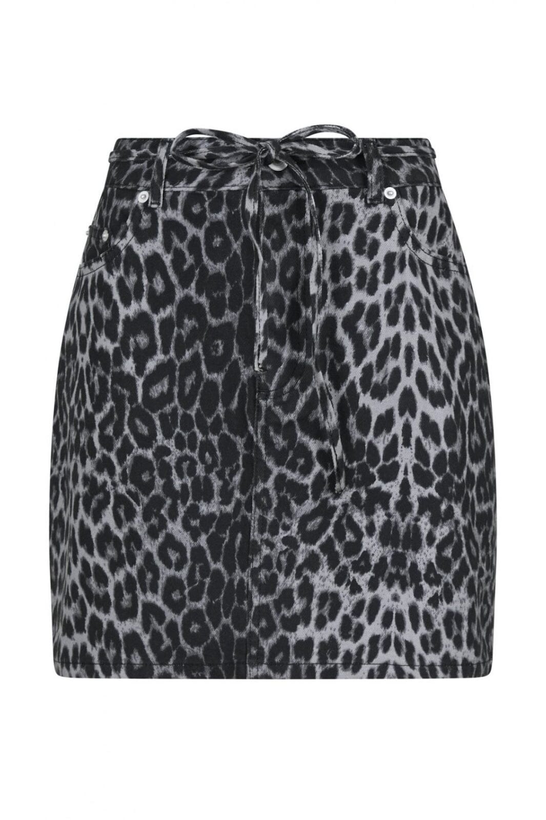 Neo Noir - Henrietta Leopard Skirt - Grey Leopard