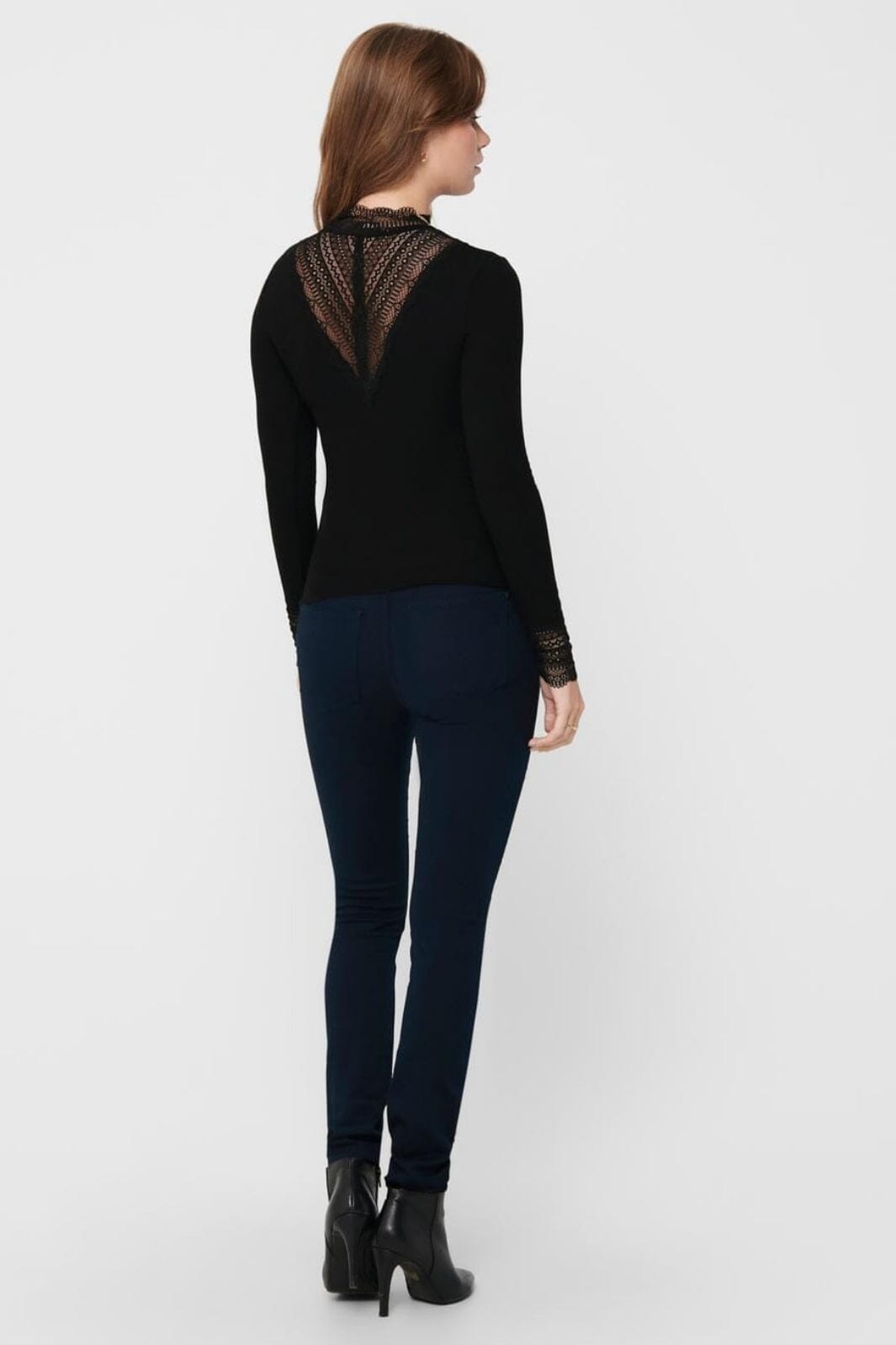 Only - Onltilde L/S High Neck Lace Top - 3544678 Black Black Lace Udsalg