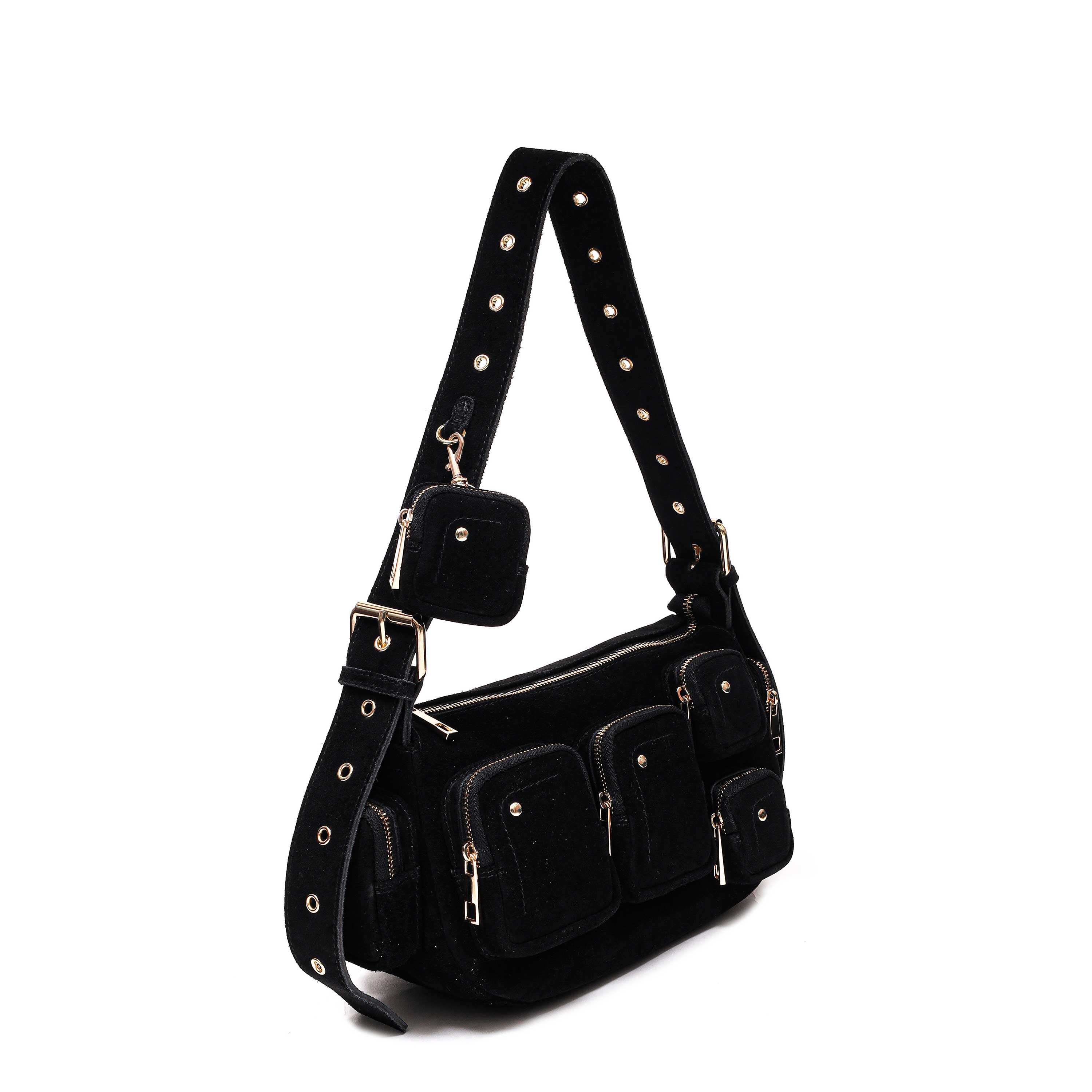 Núnoo - Alimakka Pocket Suede W. Gold - Black