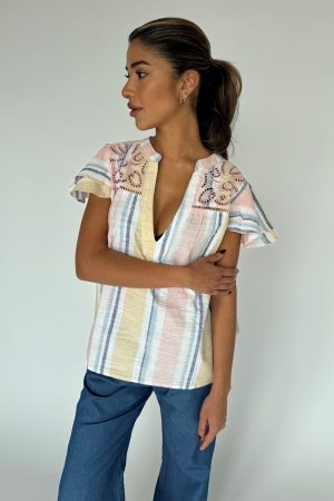 Forudbestilling - Continue - Christel Top 14912 - Yellow Stripe