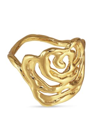Jane Kønig - Big Rose Ring - Forgyldt