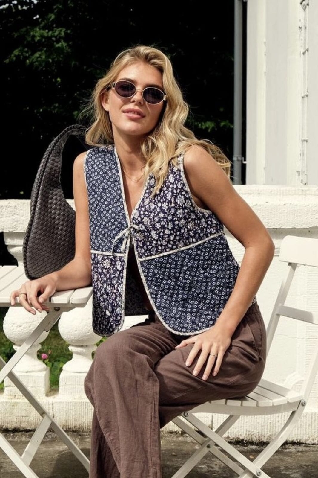 Neo Noir - Karine Quilt Combination Vest - Blue