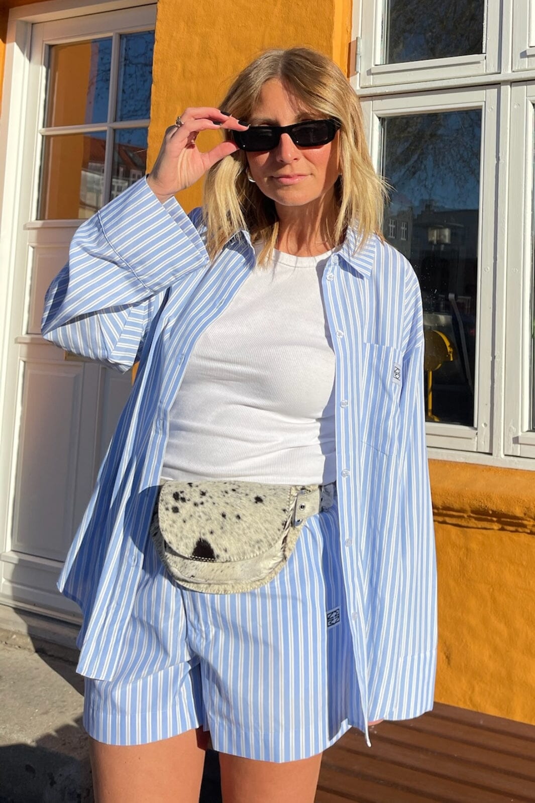 Noisy May - Nmfrida L/S Button Shirt S* - 4791255 Sky Blue White