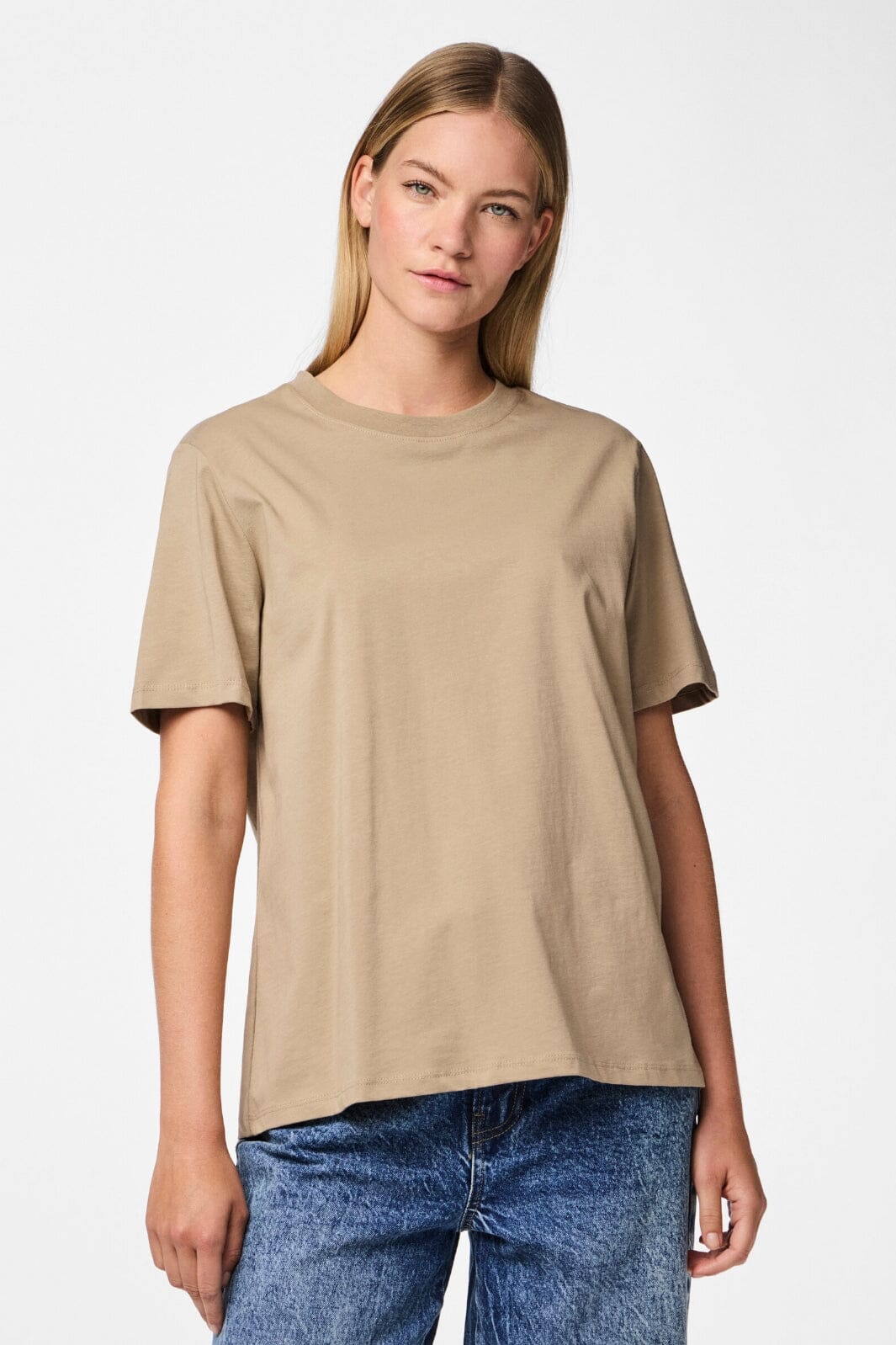 Pieces - Pcria Ss Solid Tee - 4280158 Silver Mink Mode