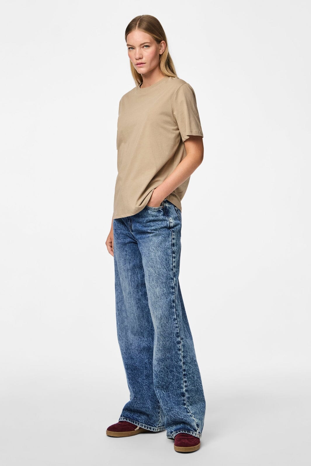 Pieces - Pcria Ss Solid Tee - 4280158 Silver Mink Mode