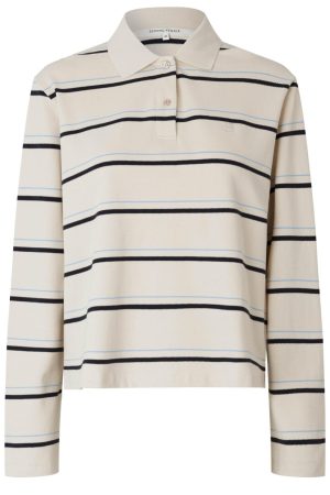 Second Female - Lovella Striped Polo LL Tee 59836 - 1034 Summer Sand Mode