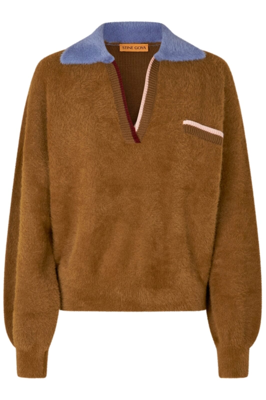 Stine Goya - Knit Polo, 2326 Fluffy Knit - Partridge Brown Hot på udsalg
