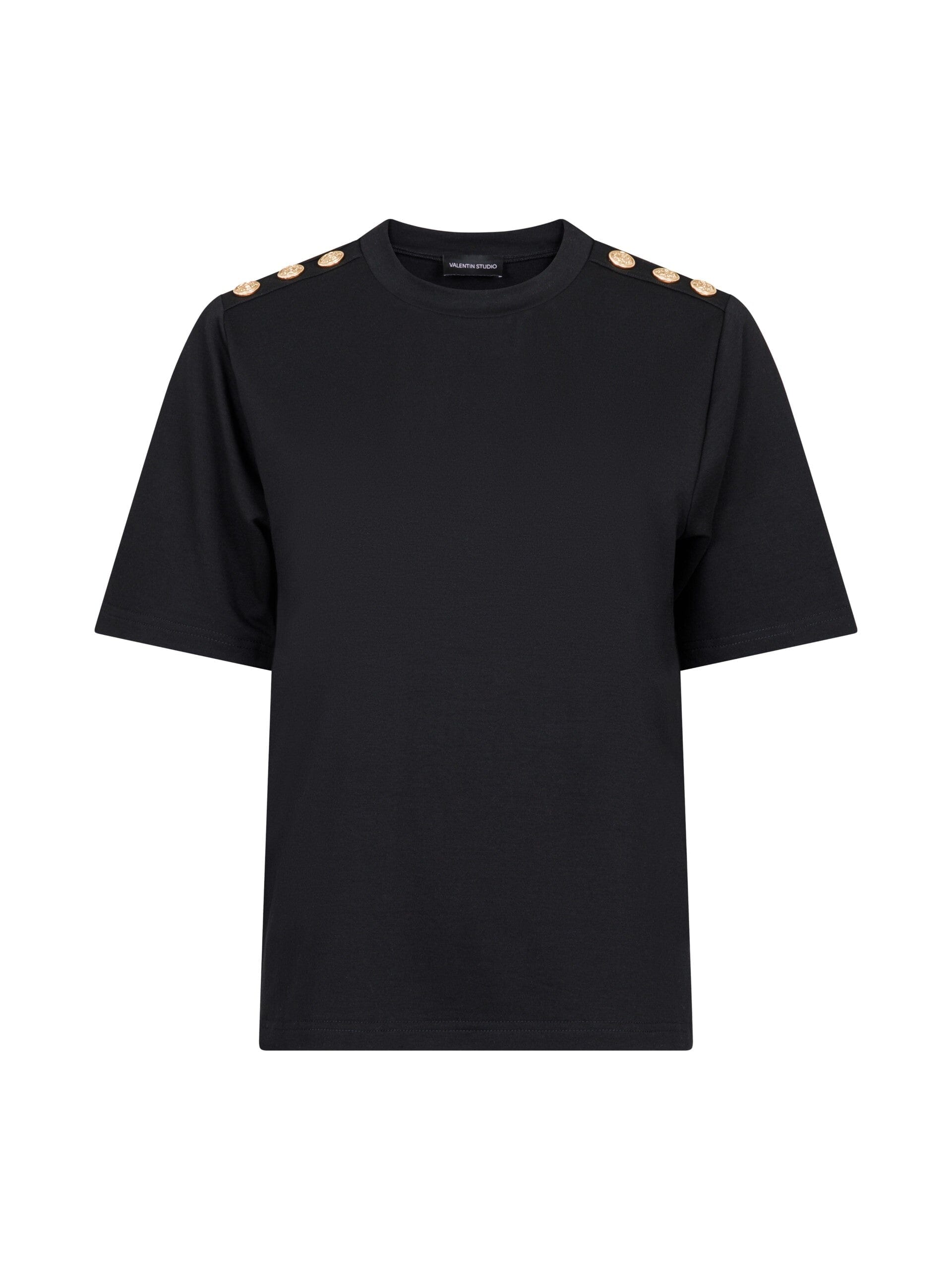 valentin-studio-gold-button-casual-t-shirt-black_1.jpg Valentin Studio - Gold Button Casual T-shirt - Black