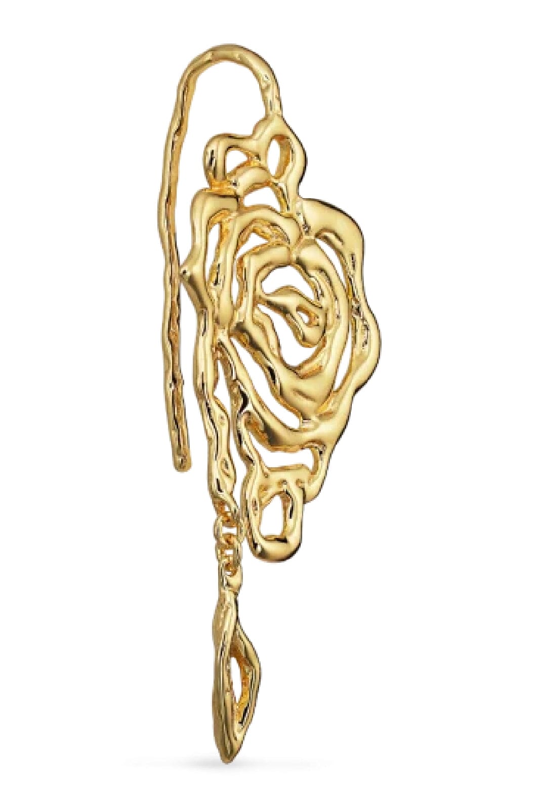 Jane Kønig - Rose Earring with leaf drop - Forgyldt Online Hot Salg