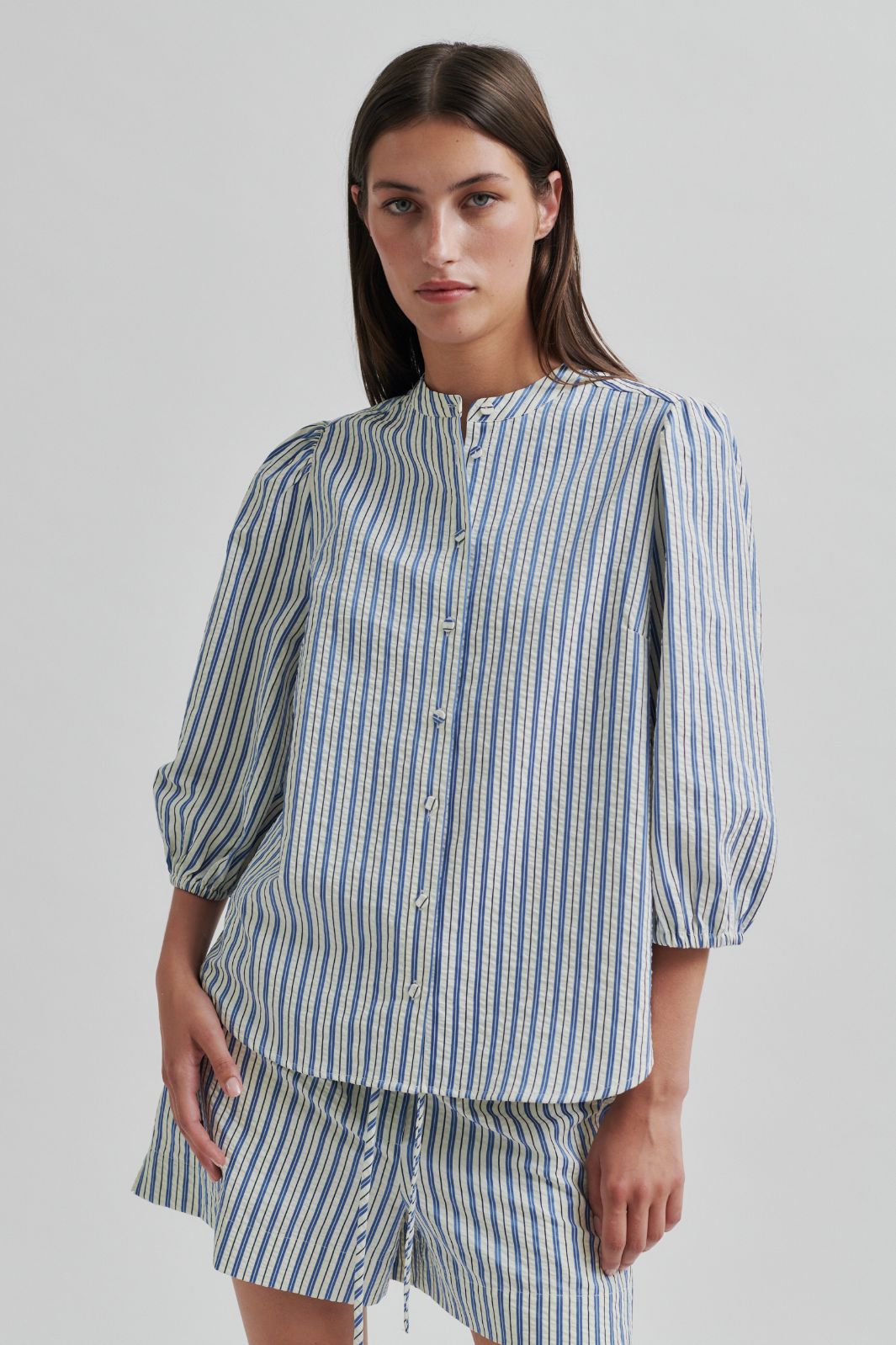 Forudbestilling - Second Female - Serifa Shirt 59636 - Cornflower Blue 5087 Online salg