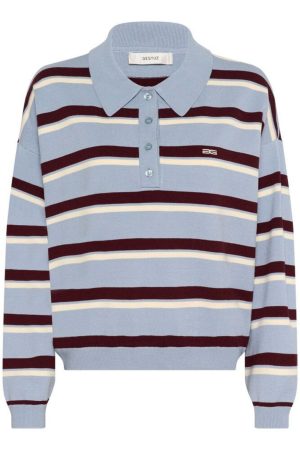Gestuz - Gztaia Polo Pullover 10910693 - 108877 - Grey Blue/Aronia/Egret