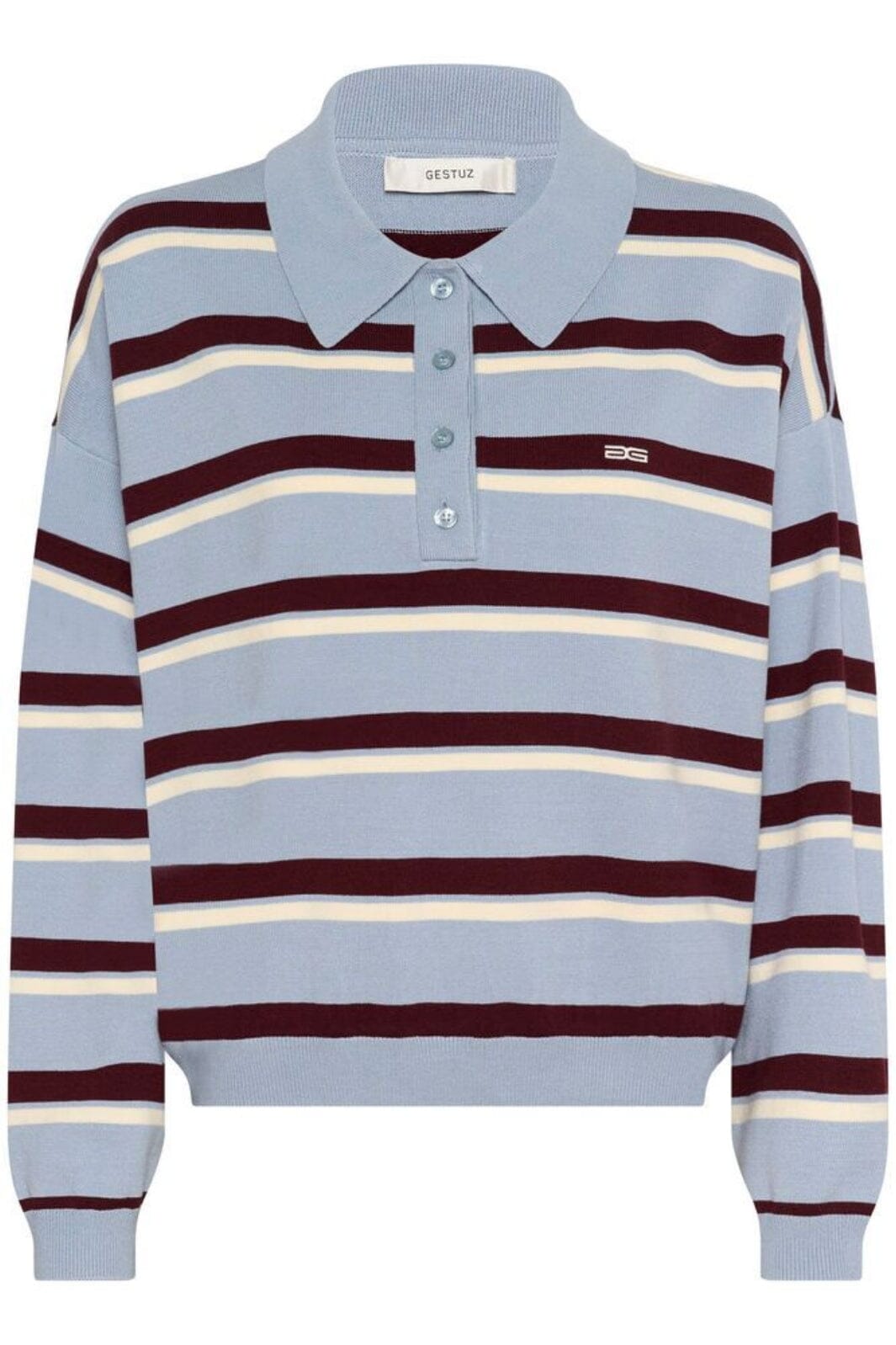 Gestuz - Gztaia Polo Pullover 10910693 - 108877 - Grey Blue/Aronia/Egret