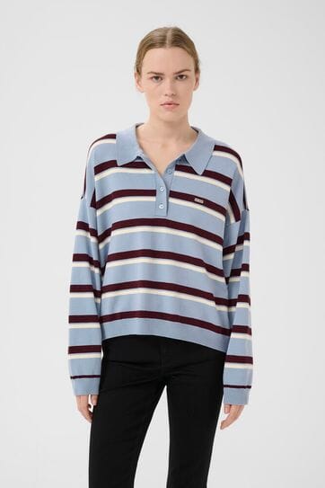 Gestuz - Gztaia Polo Pullover 10910693 - 108877 - Grey Blue/Aronia/Egret