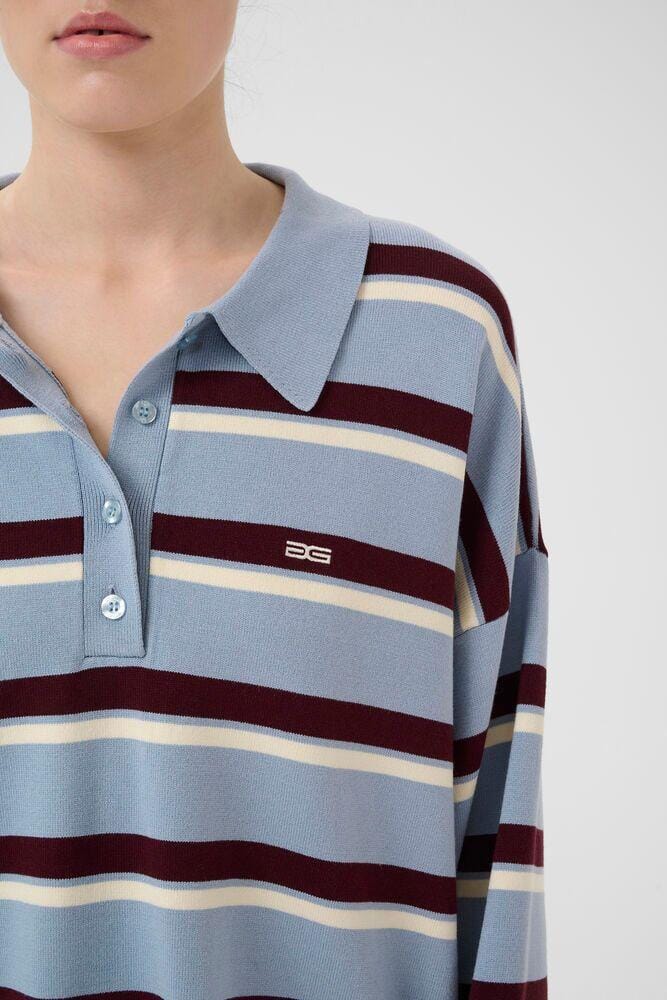 Gestuz - Gztaia Polo Pullover 10910693 - 108877 - Grey Blue/Aronia/Egret