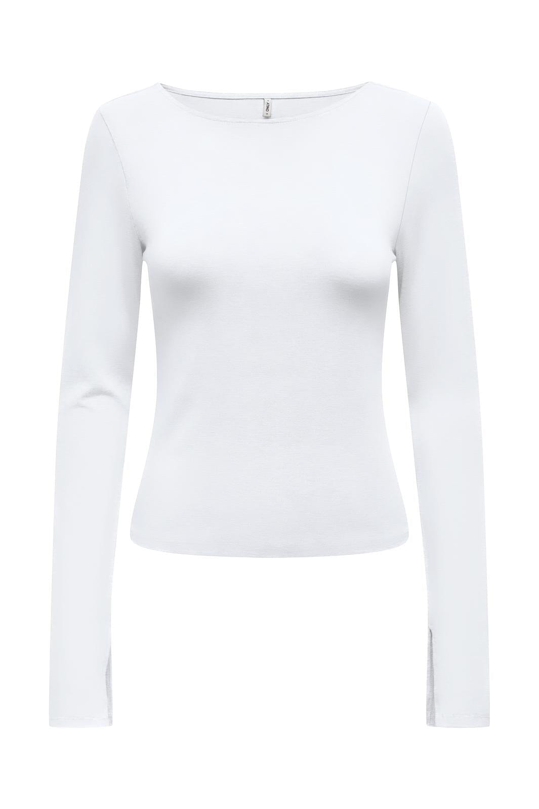 Only - Onlfelina L/S Boatneck Slit Top - 4671816 White Hot på udsalg