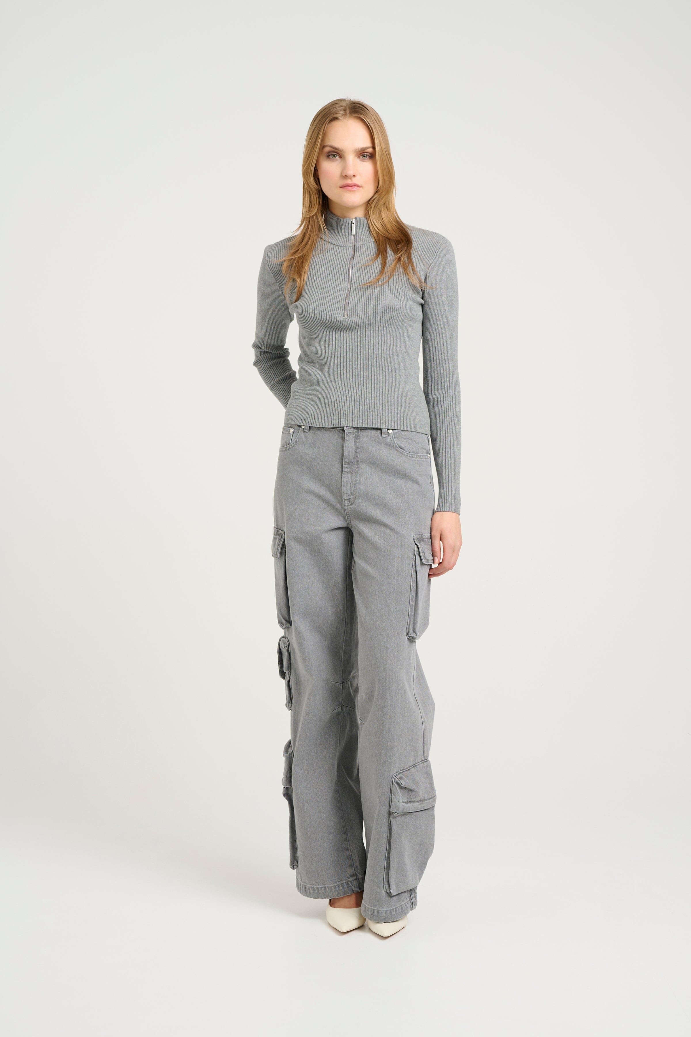 Gestuz - Yasmiagz Zipper Pullover 10909819 - 106849 - Grey Melange på udsalg