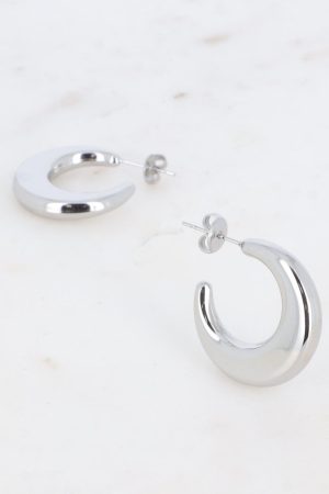 Mellow Moon - Luna Creoler small BM1328E0500 - Forsølvet Udsalg