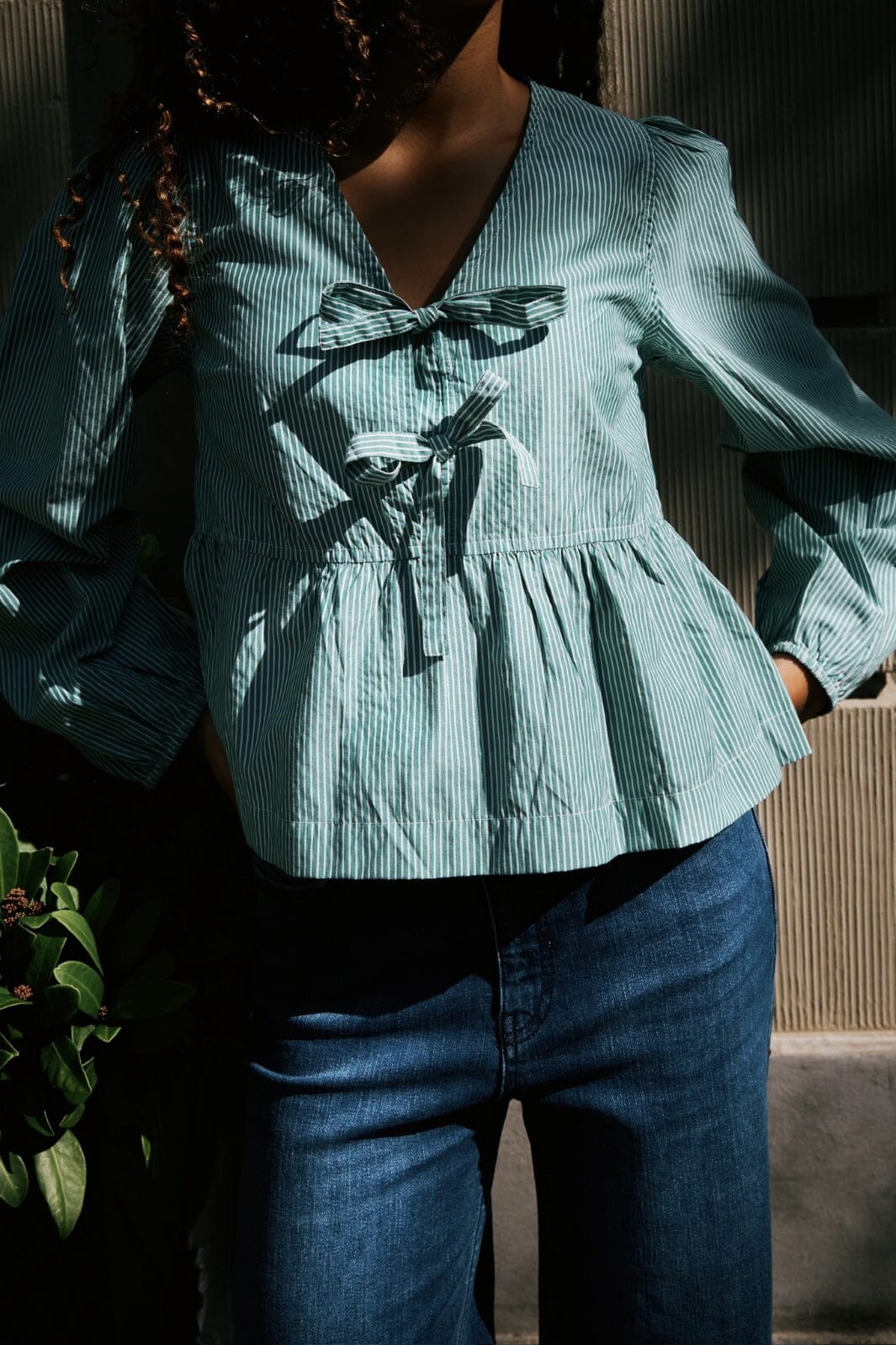 Neo Noir - Esmée Small Stripe Blouse - Green