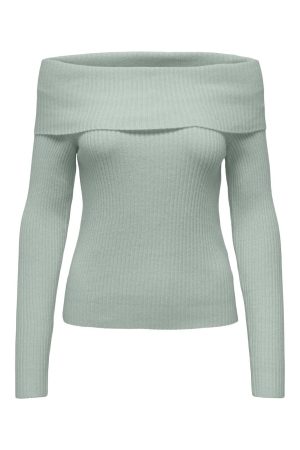 Only - Onlkatia Ls Off Shoulder Knt Nca - 4677040 Aqua Gray