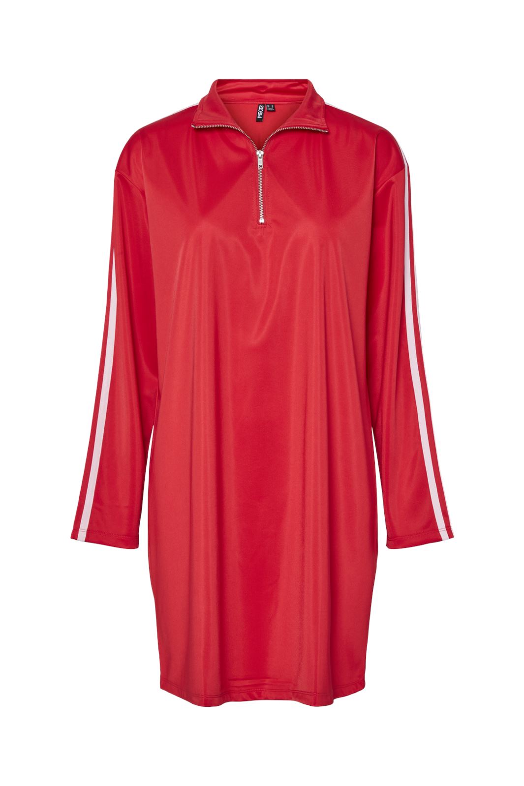 Pieces - Pcgrace Ls Short Dress Fsy - 4756354 High Risk Red Pink-A-Boo Stripe Levere