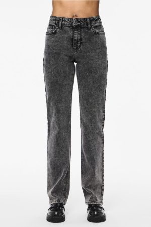 Pieces - Pckelly Straight Jeans Dg202 - 4542238 Dark Grey Denim Mode