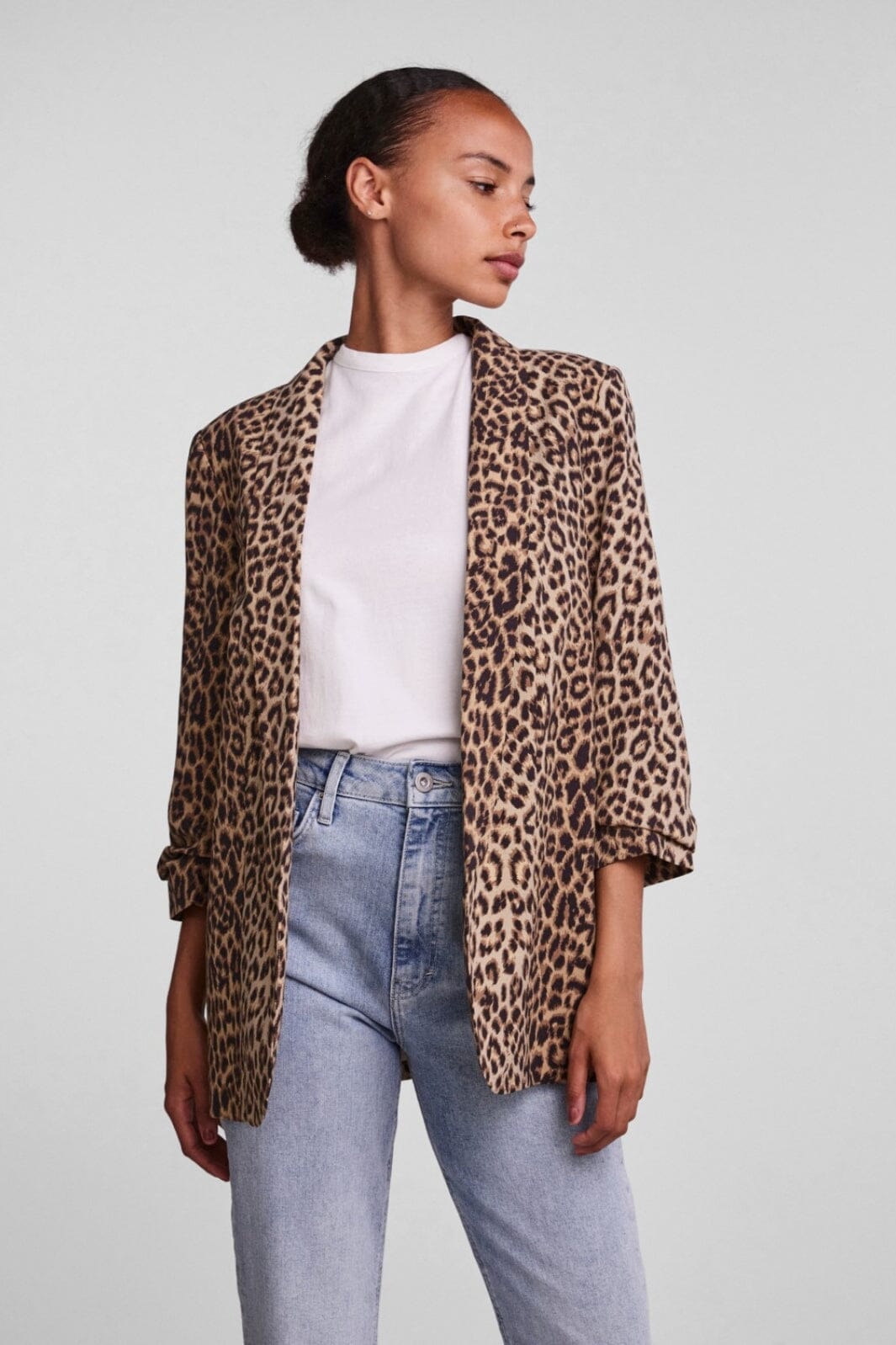 Pieces - Pcbosella 3/4 Printed Blazer - Natural AOP Leo Rabat