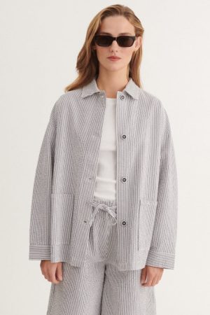Forudbestilling - Basic Apparel - Asta Jacket BA570-01 - 690 - Bright White / Sky Captain