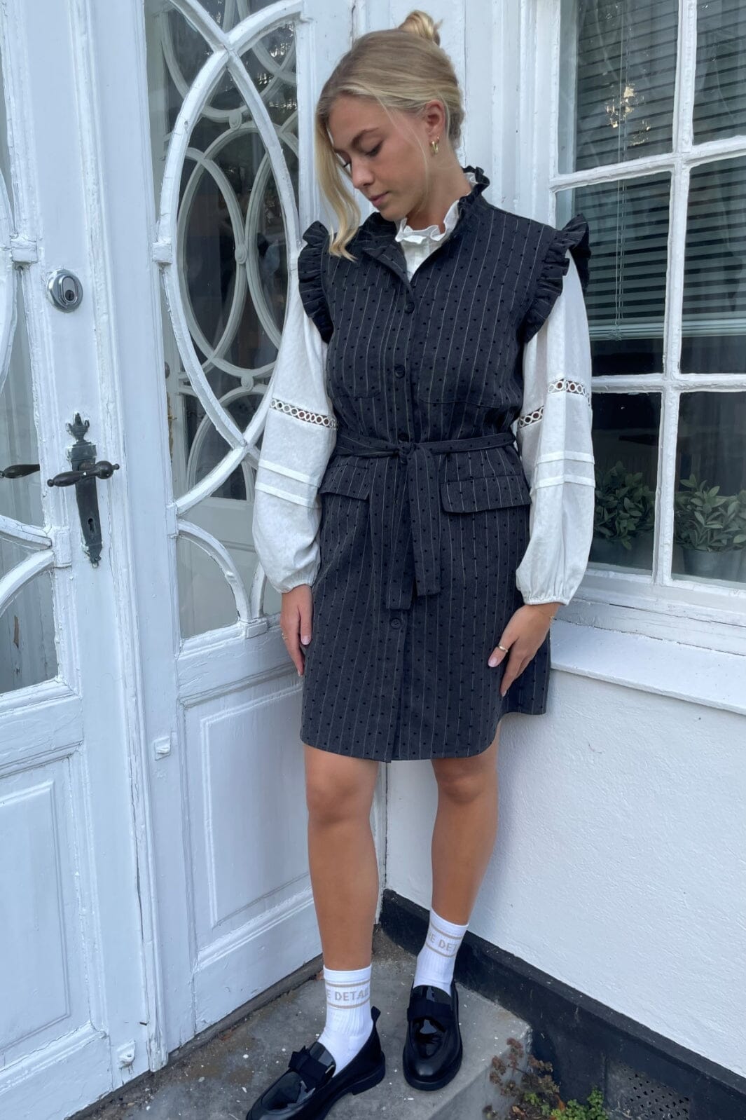 Continue - Lydia Stripe /Heart - Grey Pinstripe