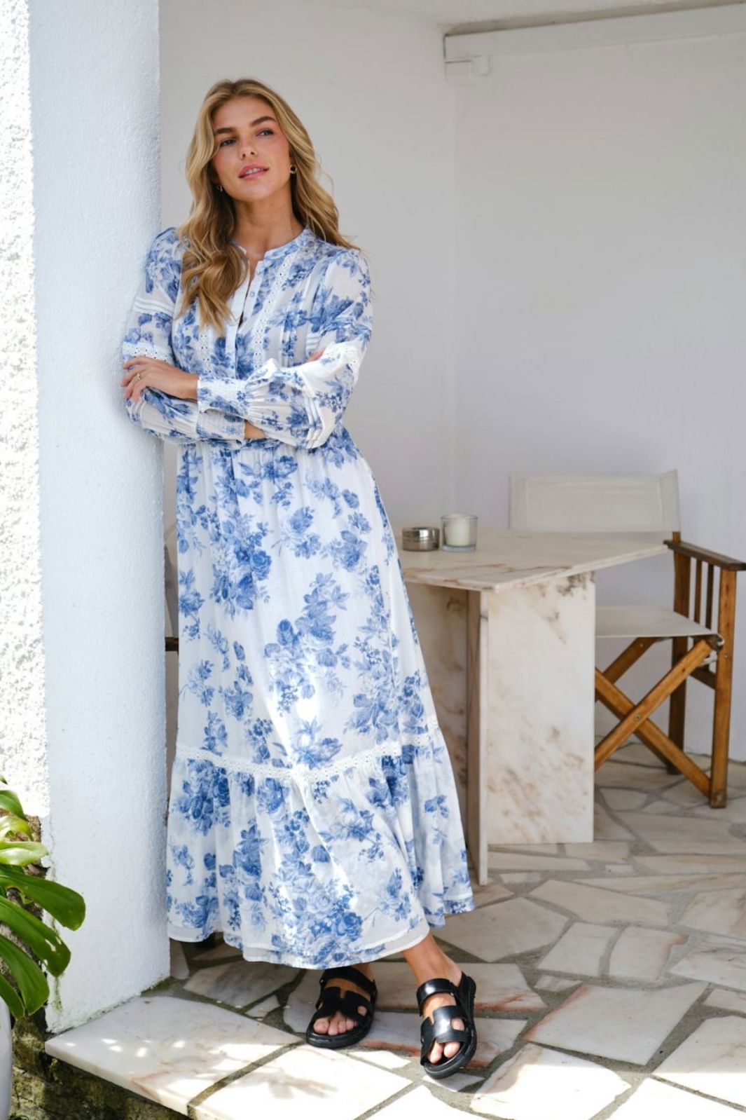 Forudbestilling - Neo Noir - Columbia Flower Flow Dress 165529 - 145 - Light Blue