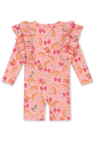 Konges Sløjd - Manuca Frill Onesie Grs Ks102511 - Rainbow Bow