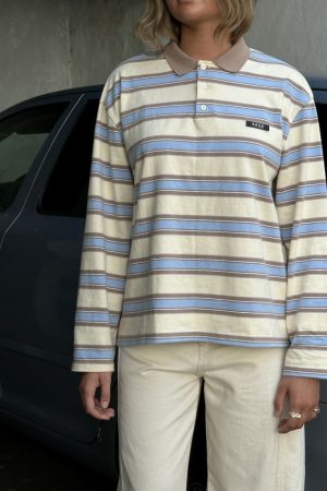 Norr - Dagma Ls Polo - Off-White/Light Blue