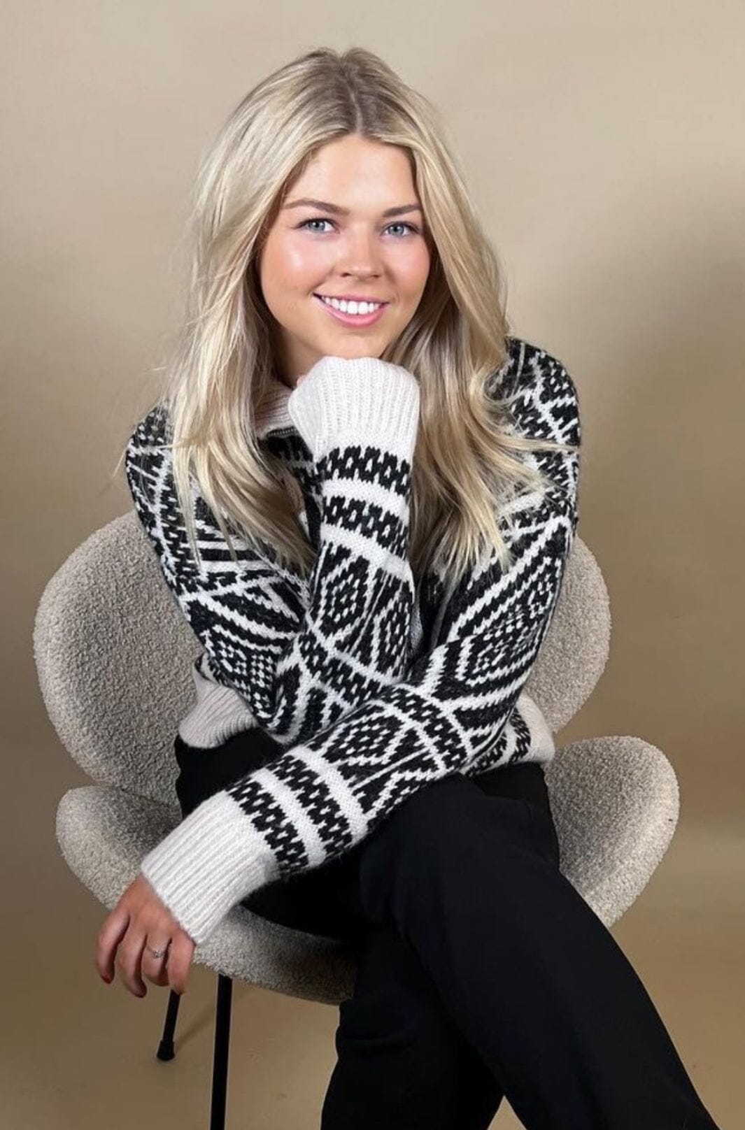 Only - Onlfelicia Ls Zip Pullover Knt - 4564882 Pumice Stone W. Black