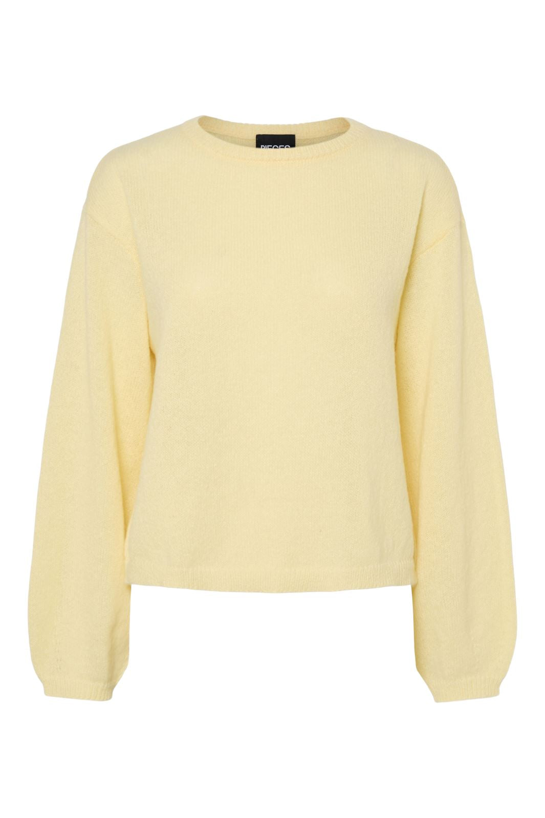 Pieces - Pcida Ls O-Neck Knit Pwp Mm - 4767714 Pale Banana Online Hot Salg