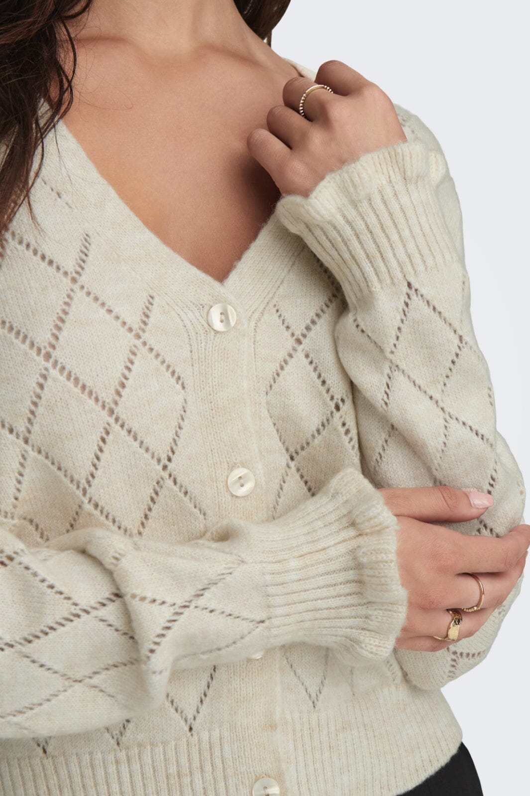 JDY - Jdyletty L/S V-Neck Struc Cardi Knt 15309447 - 4370865 - Whitecap Gray Rabat