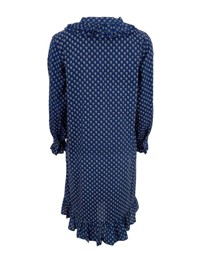 Black Colour - Bcflora Ruffle Dress - MIDI Blue Floral