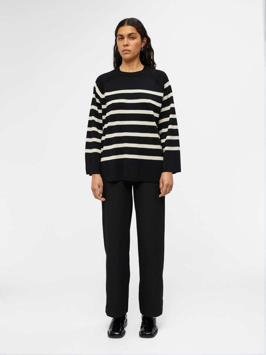 Object - Objester Ls Knit Top - 4141662 Black Sandshell Udsalg