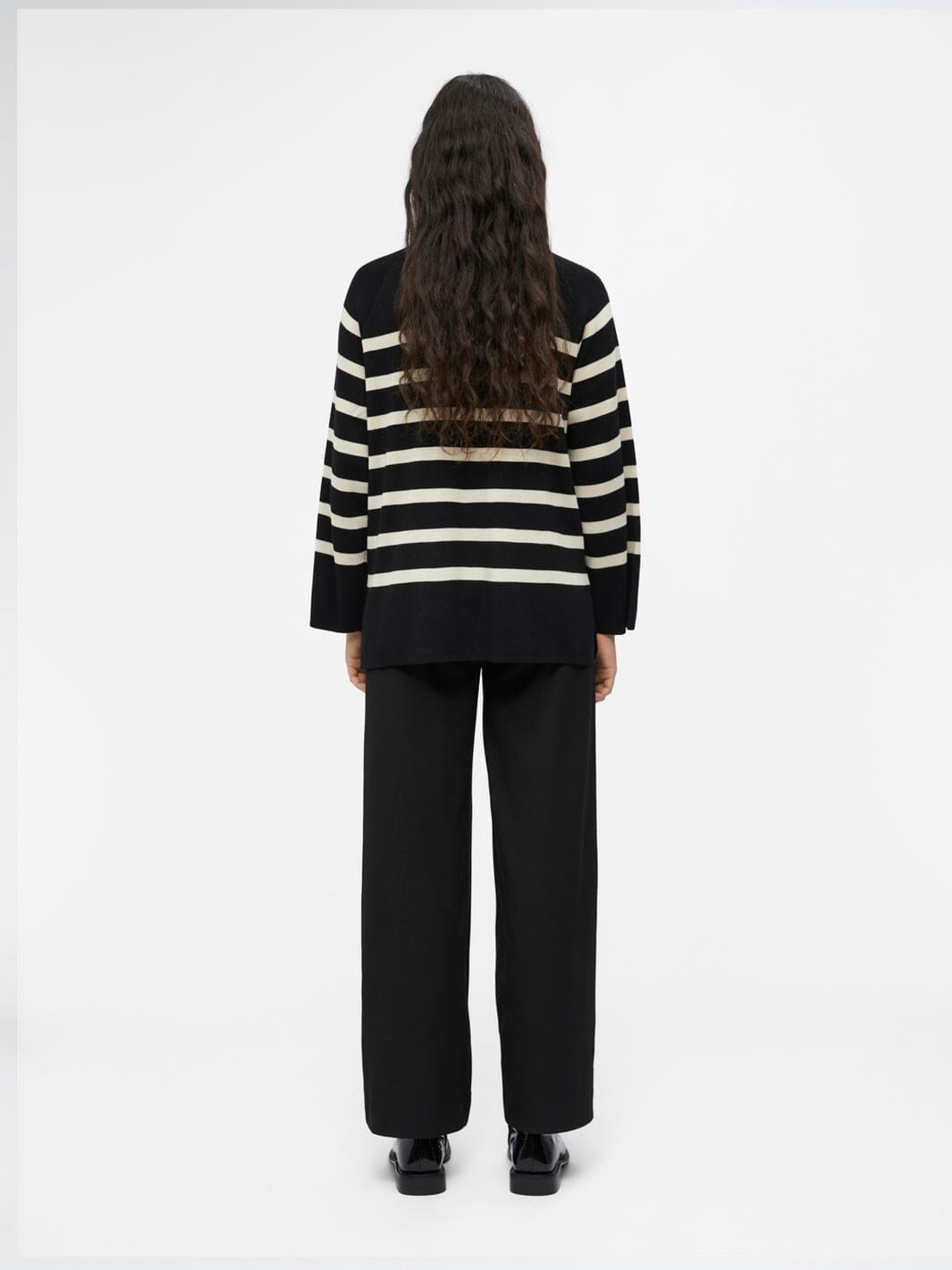 Object - Objester Ls Knit Top - 4141662 Black Sandshell Udsalg
