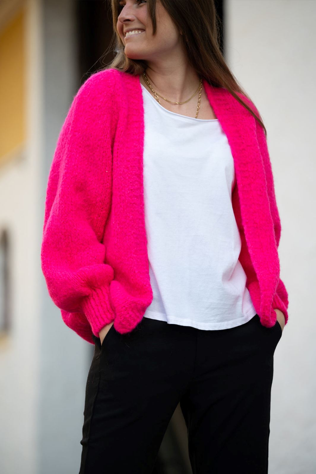 Noella - Fora Knit Cardigan - Poppy Pink Hot på udsalg