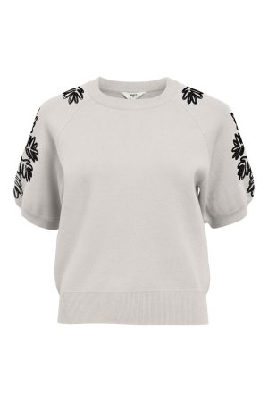 Object - Objrashia Knit 2/4 Re Pullover 134 - 4631285 White Sand Black