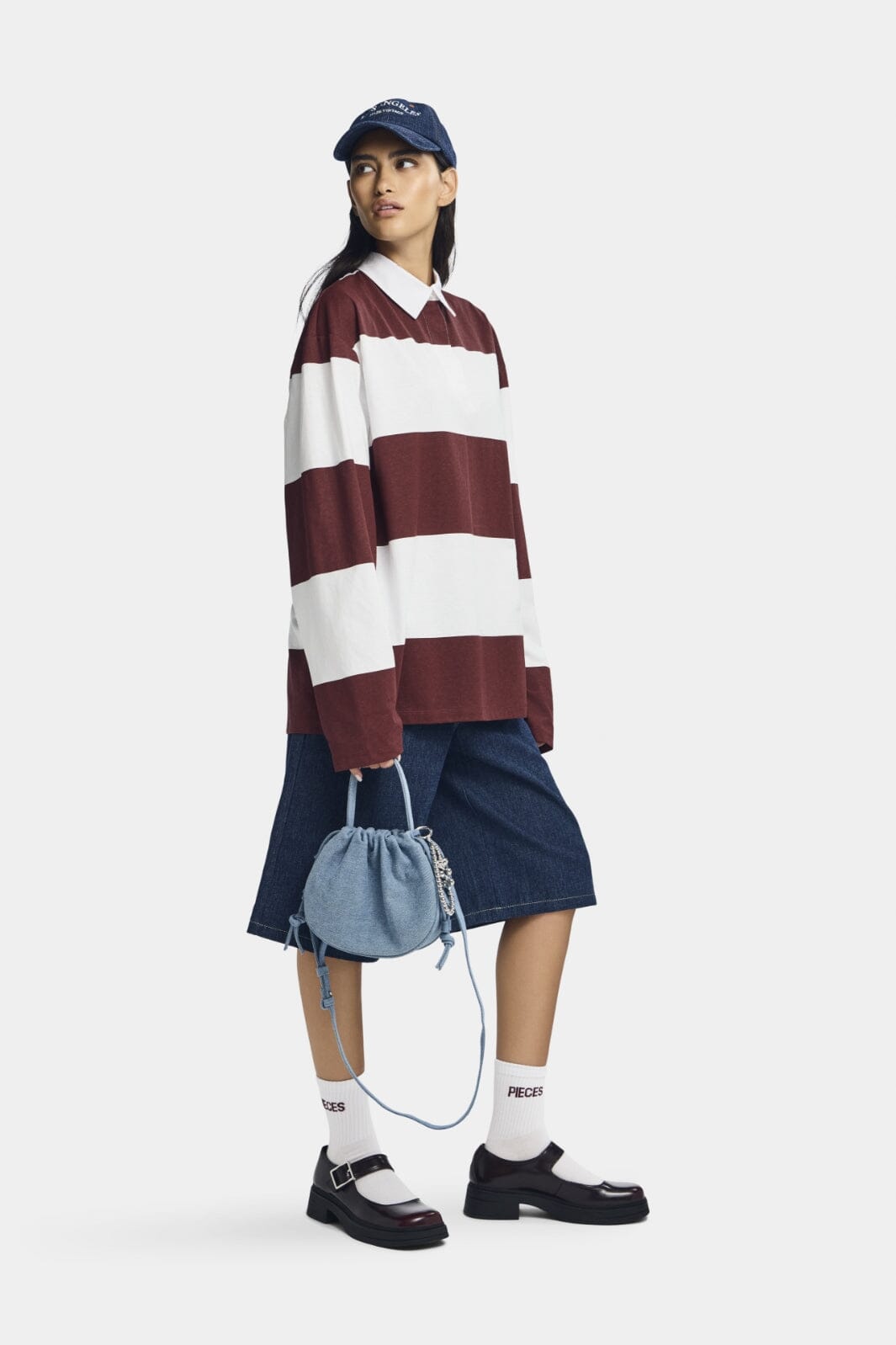 Pieces - Pcfrida Ls Oversize Polo Fsy - 4746859 Tawny Port White Online