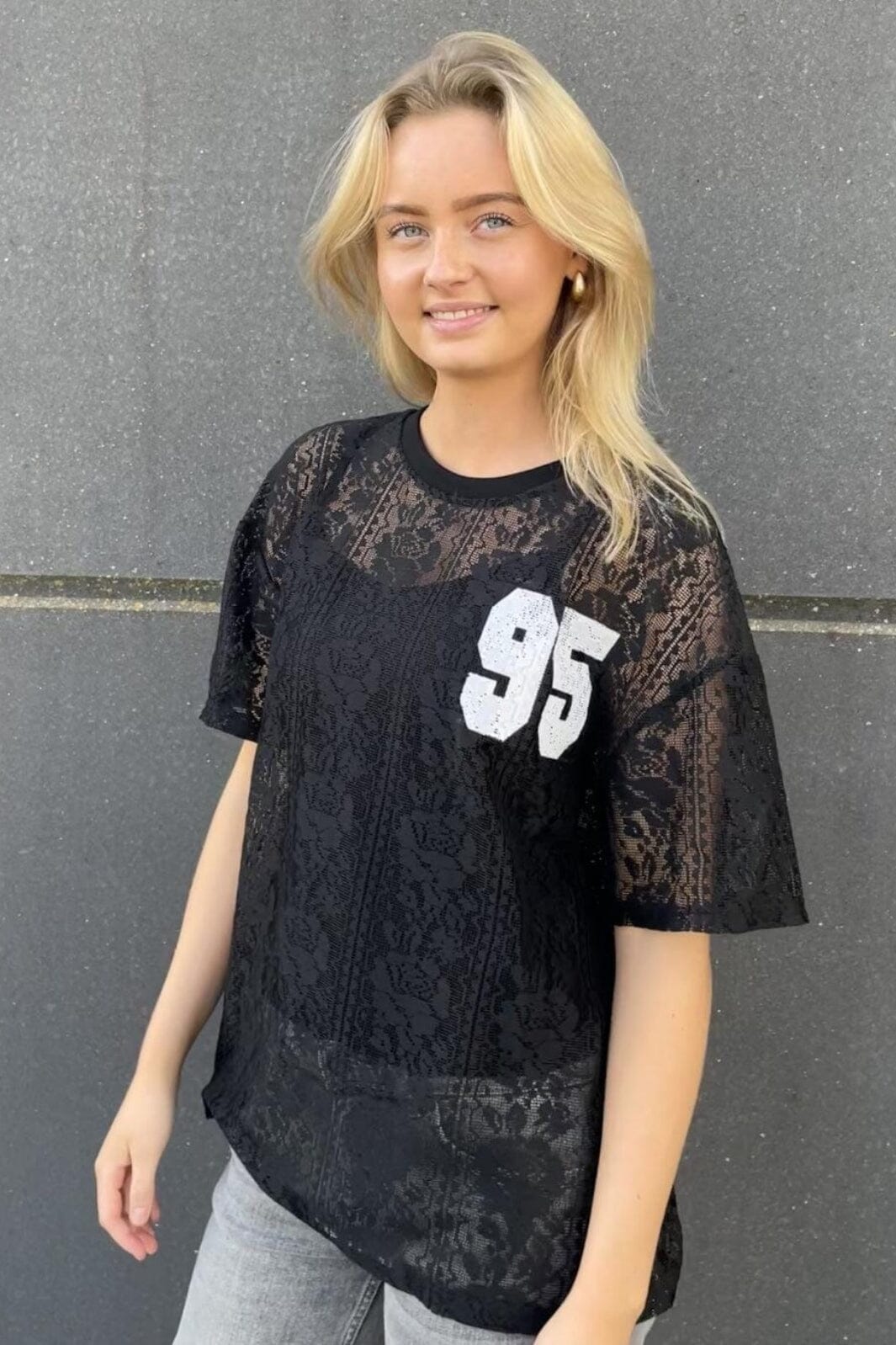 Sisters Point - Lace-Tee - 011 Black/Cream Levere