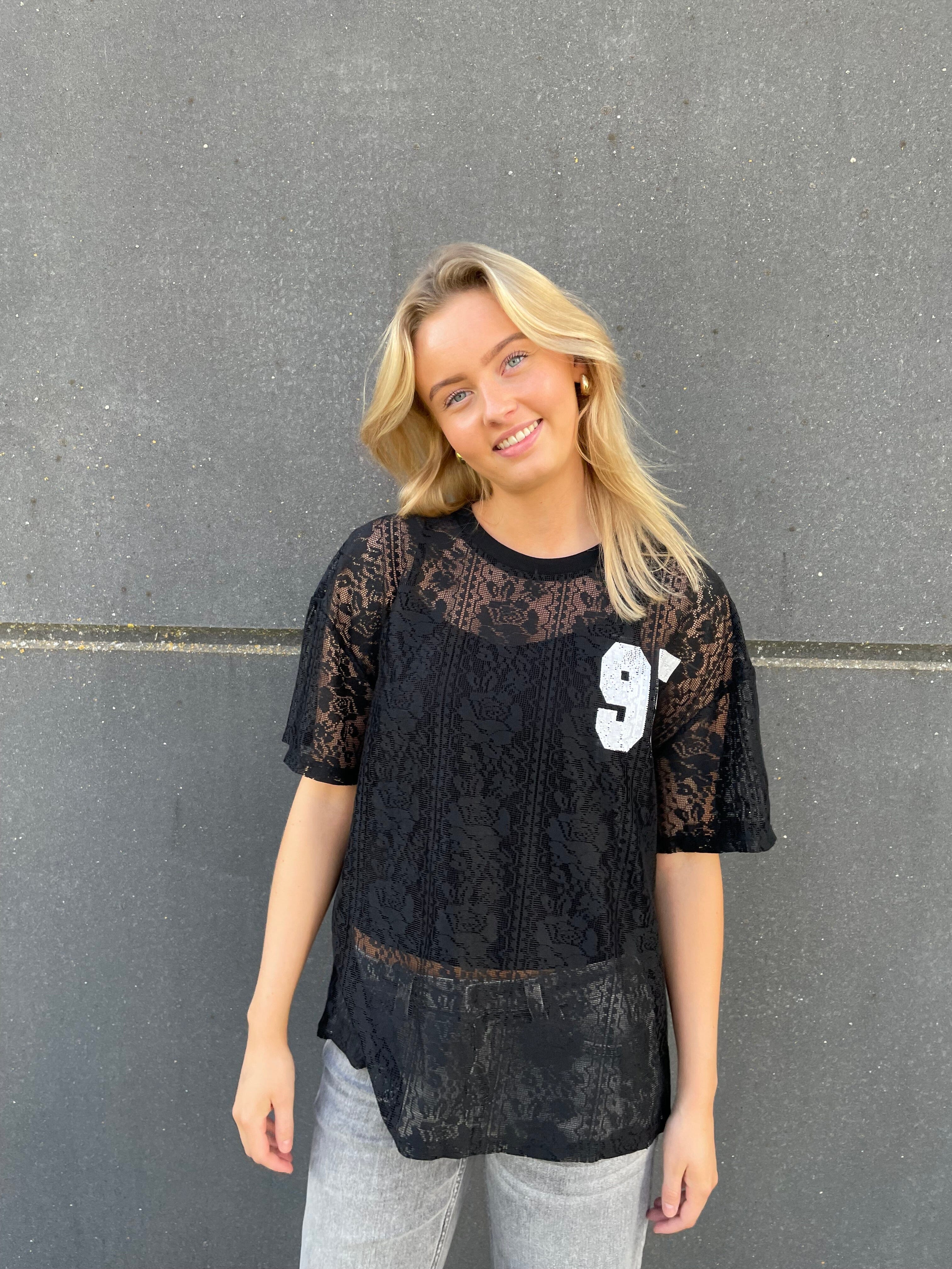 Sisters Point - Lace-Tee - 011 Black/Cream Levere