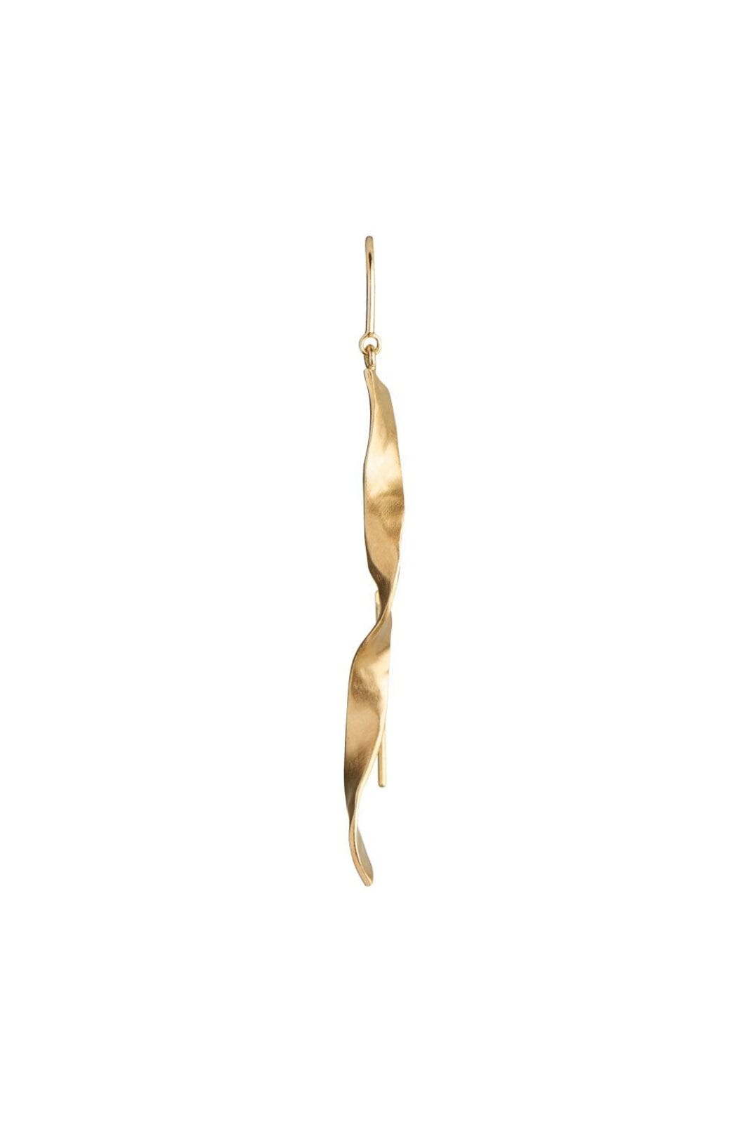 Stine A - Long Twisted Hammered Earring With Chain Goldenen - 1188-02-S