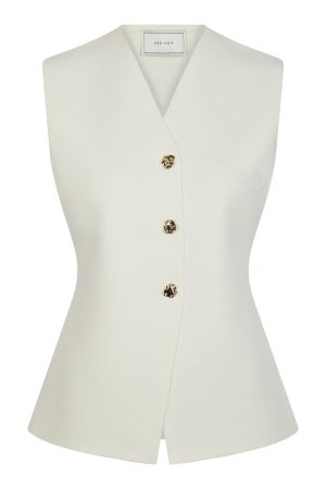Forudbestilling - Neo Noir - Sway Smooth Knit Waistcoat 164704 - 121 - Off White