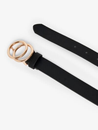 Only - Onlrasmi Faux Leather Jeans Belt - 3310097 Black Black/ Shiny Gold Buckle Udsalg